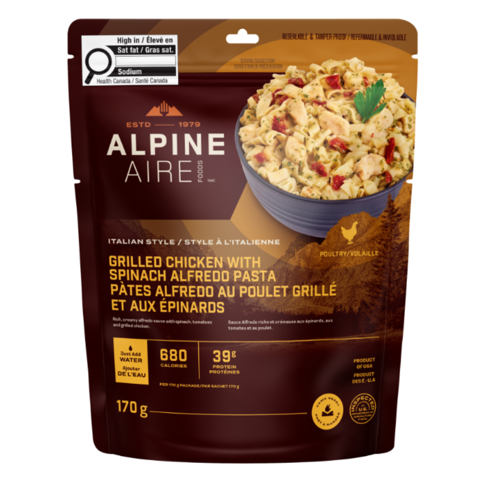 AlpineAire Grilled Chicken and Spinach Alfredo Pasta