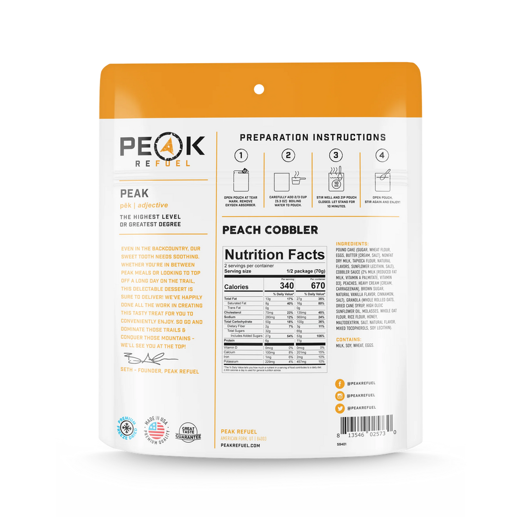 Gâteau pêches et crème de Peak Refuel