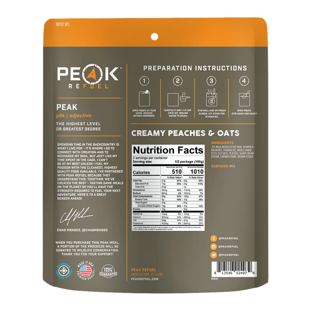 Gruau crémeux aux pêches de Peak Refuel