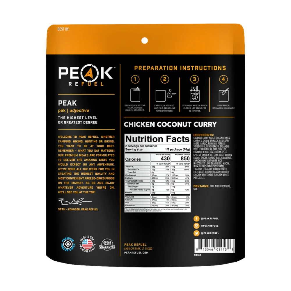 Poulet au curry et à la noix de coco de Peak Refuel