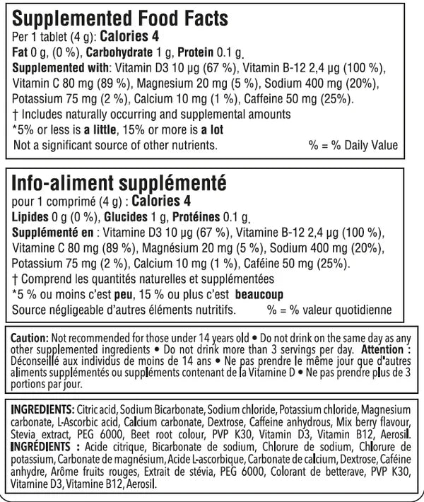 Wild berry effervescent tablets + CAFFEINE by Krono Nutrition