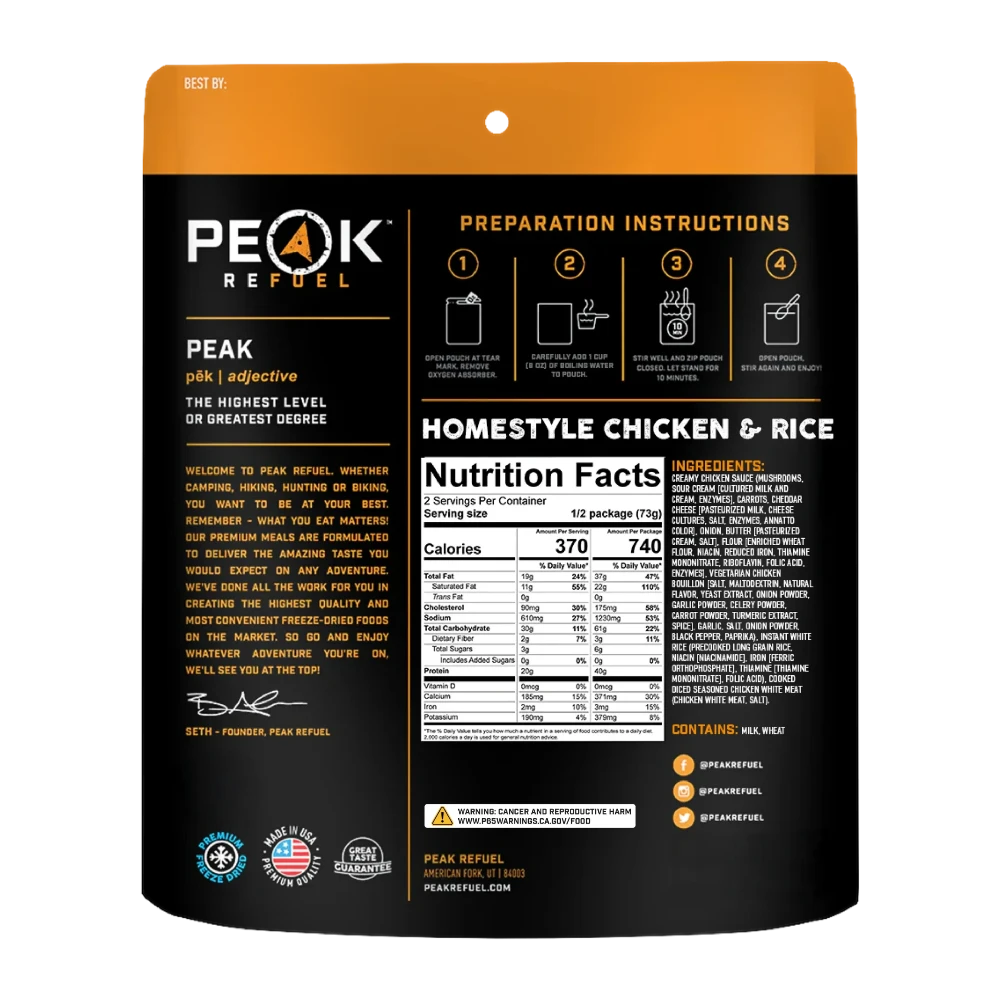 Poulet et riz style maison de Peak Refuel