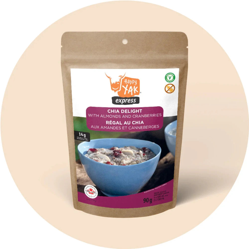 Régal au chia aux amandes et canneberges de Happy Yak