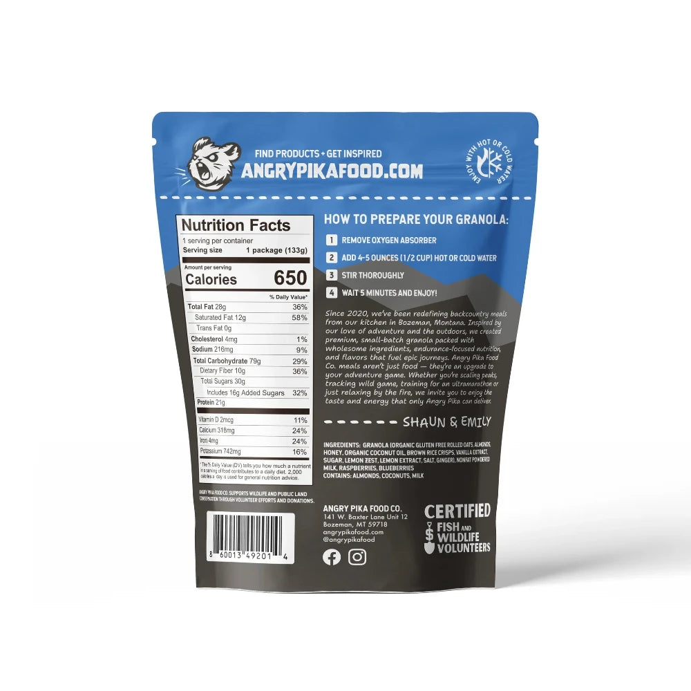 Granola Citron-Bleuet de Angry Pika Food