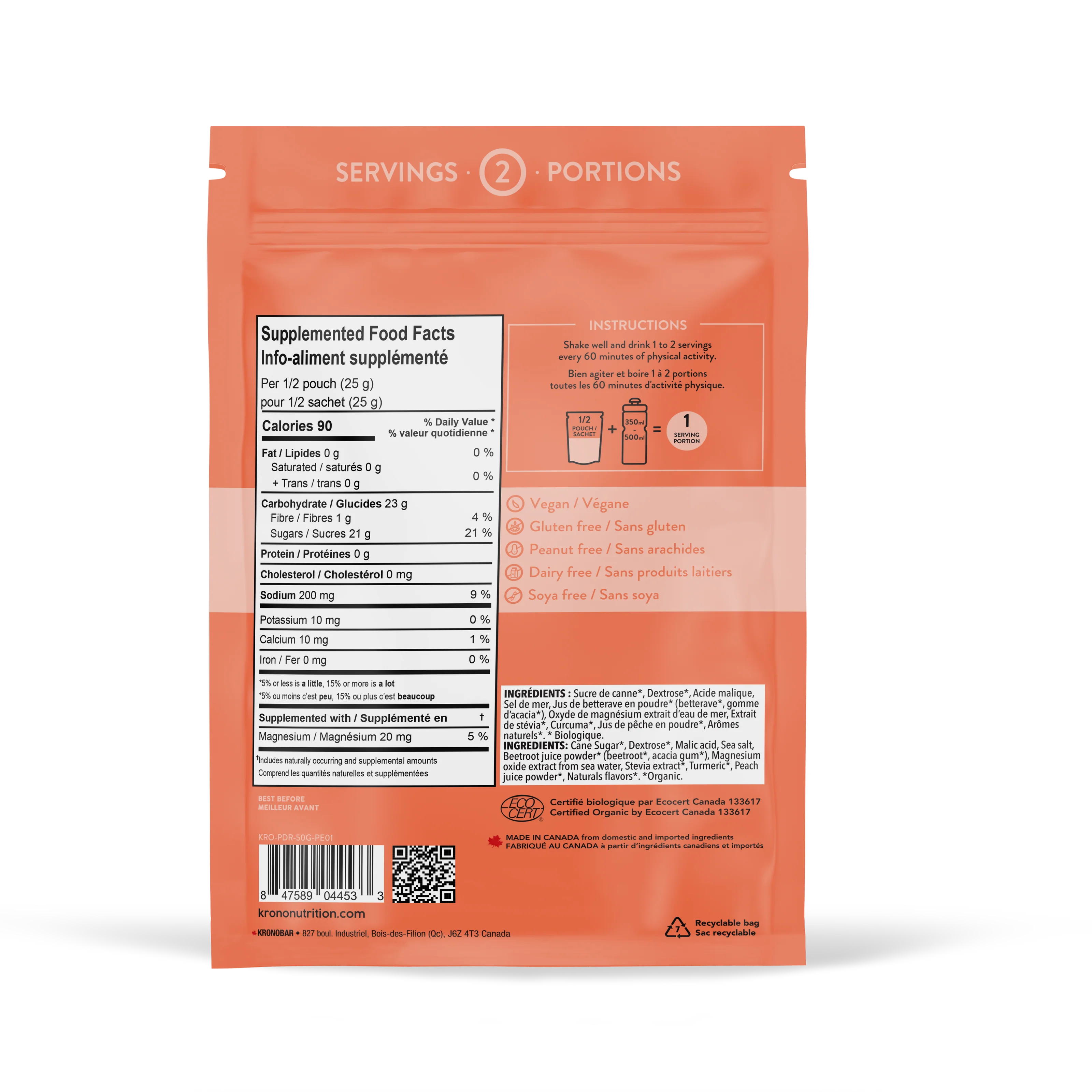Peach Sports Drink Mix by Krono Nutrition