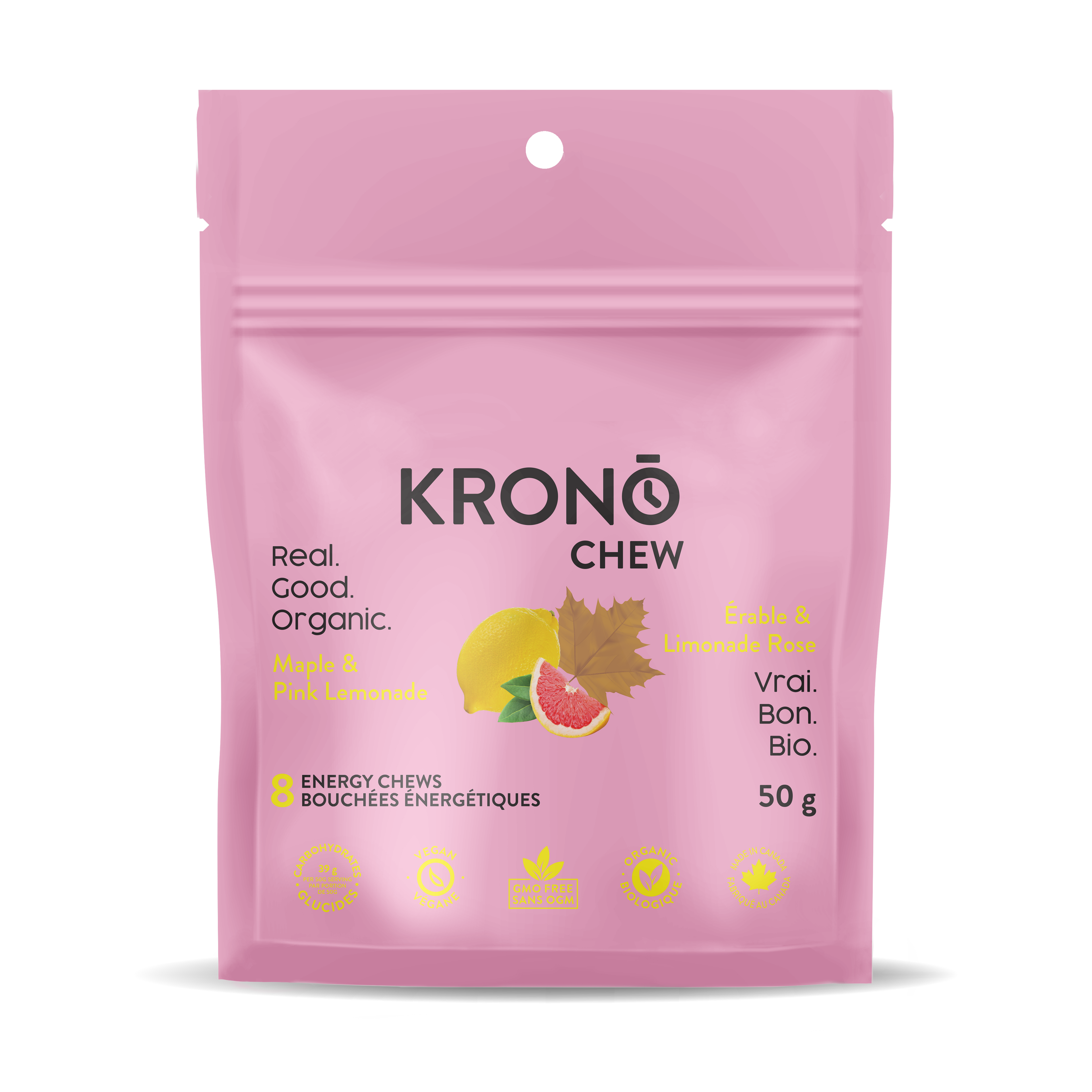 Bouchées énergétiques érable et limonade rose de Krono Nutrition