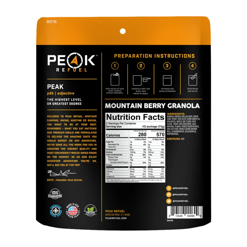 Granola montagnard aux baies de Peak Refuel