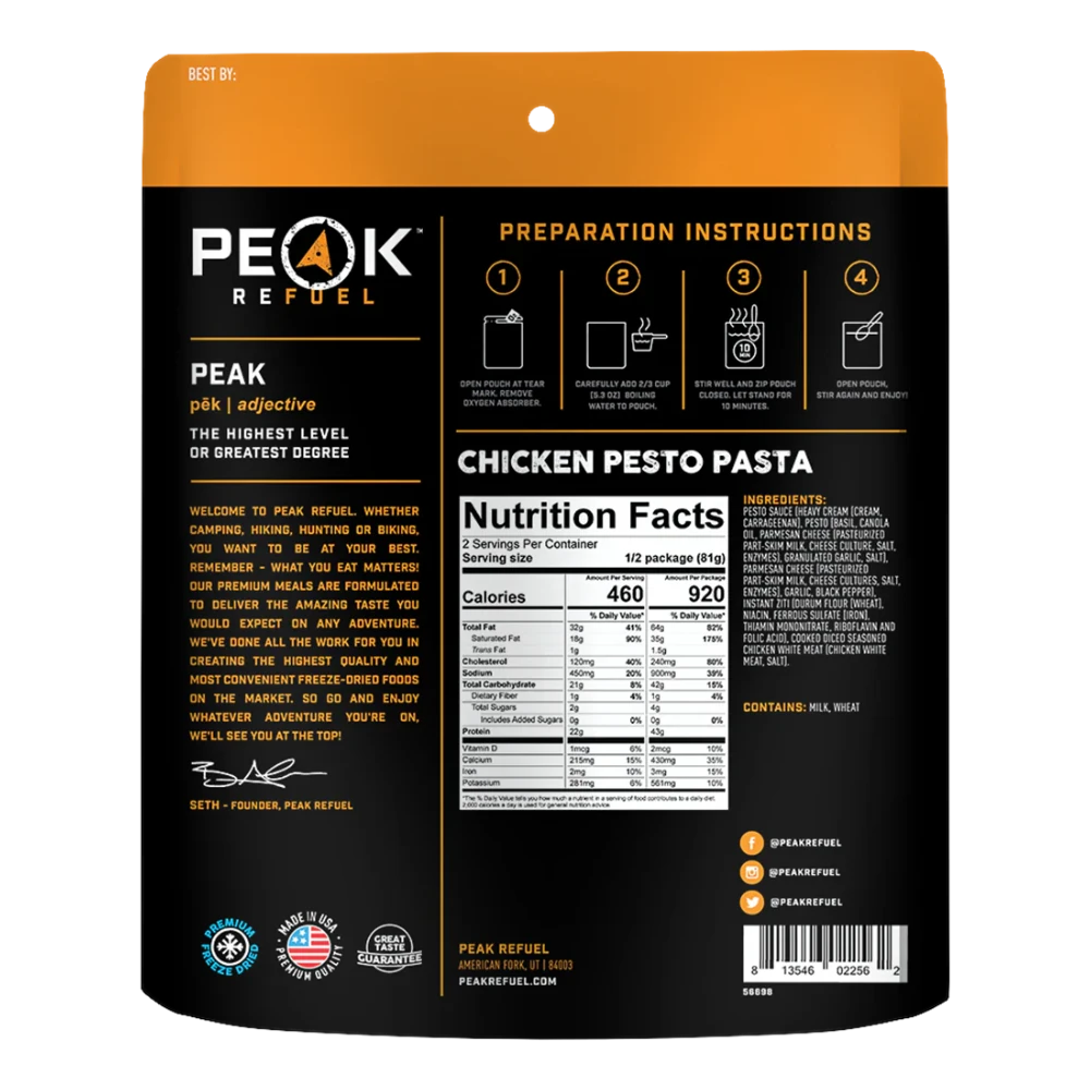 Pâtes au poulet et pesto de Peak Refuel