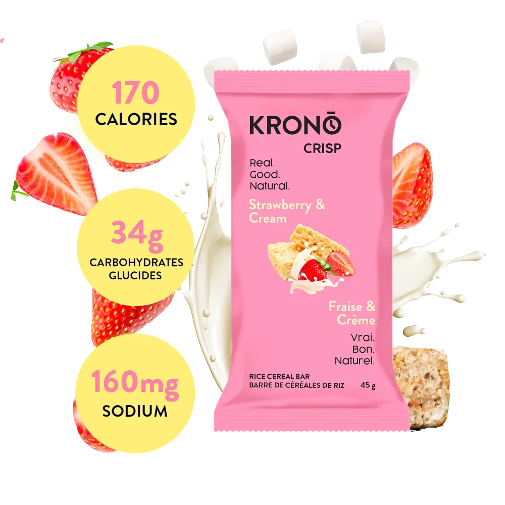 Strawberry and Cream Crispy Rice Energy Square by Krono Nutrition