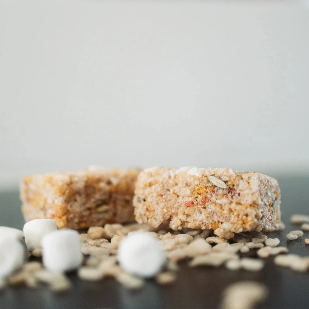 Strawberry and Cream Crispy Rice Energy Square by Krono Nutrition