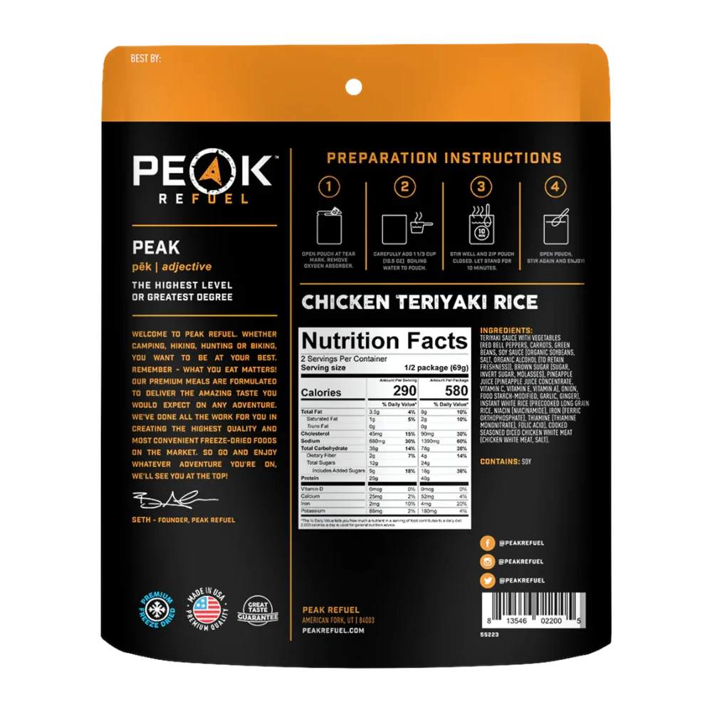 Poulet teriyaki et riz de Peak Refuel