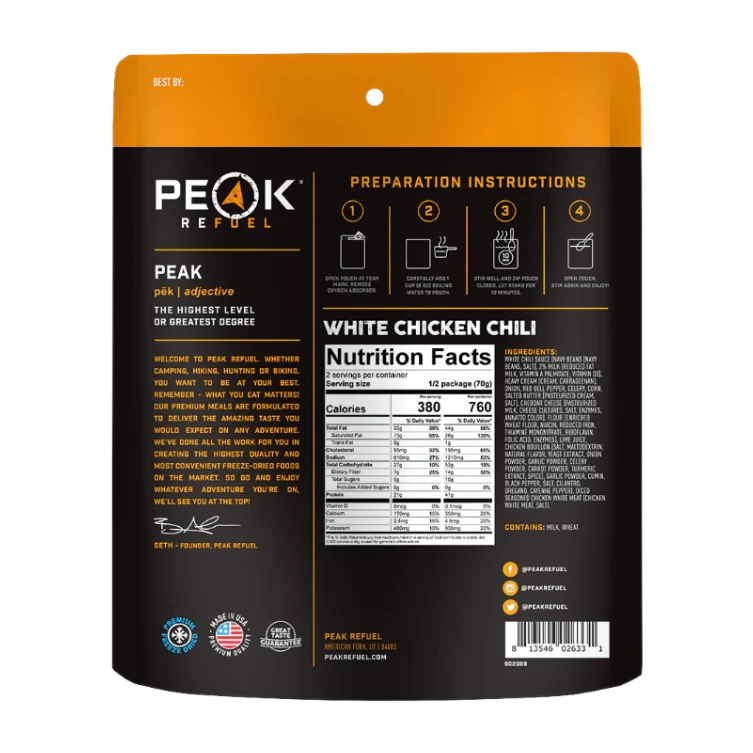 Chili blanc au poulet de Peak Refuel