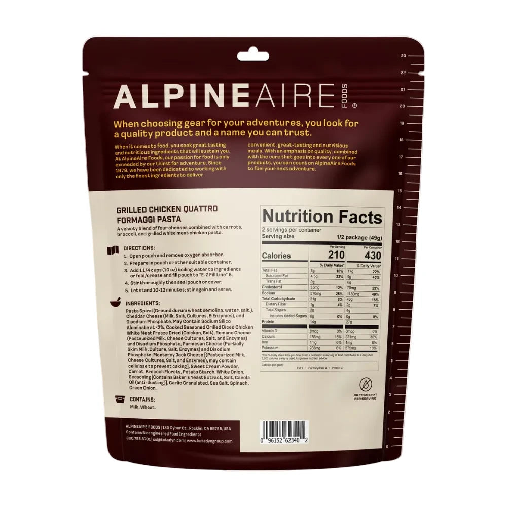 AlpineAire Grilled Chicken Quattro Formaggio Pasta