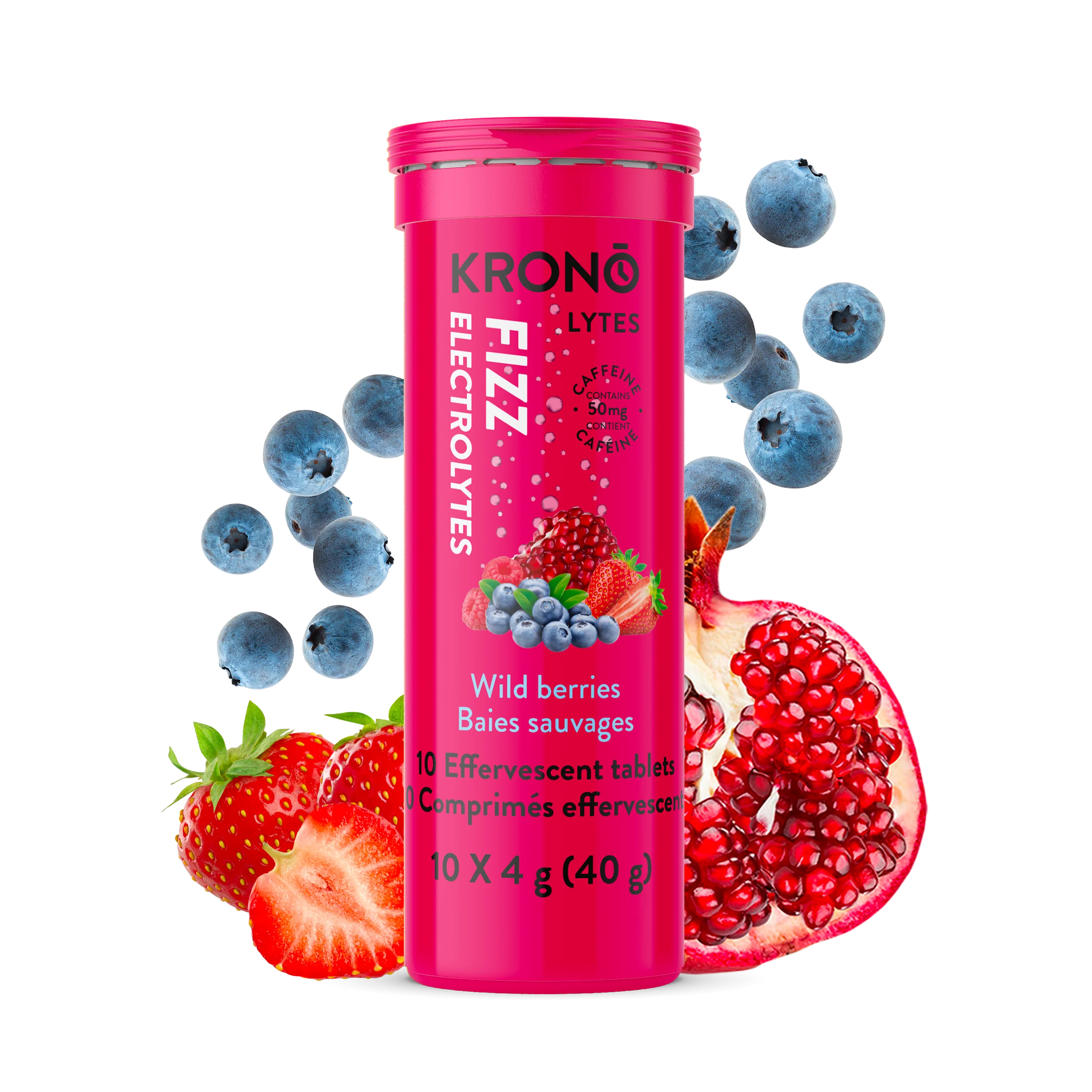 Wild berry effervescent tablets + CAFFEINE by Krono Nutrition